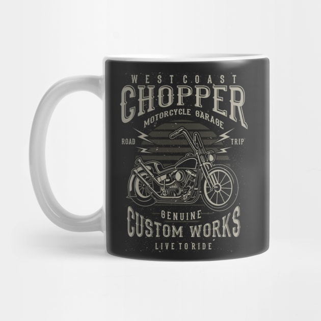 West Coast Chopper Motorcycle Garage Genuine Custom Works Live To Ride by JakeRhodes